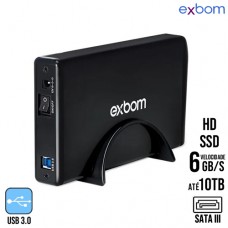 Case para HD e SSD 3,5 Sata III USB 3.0 até 10TB 6Gbps com Fonte Alumínio CGHD-G34 Exbom - Preto